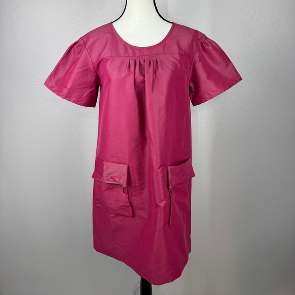Love Moschino Mini Shift Dress 6 Pink Barbiecore Short Puff Sleeve Made in Italy - Picture 2 of 15